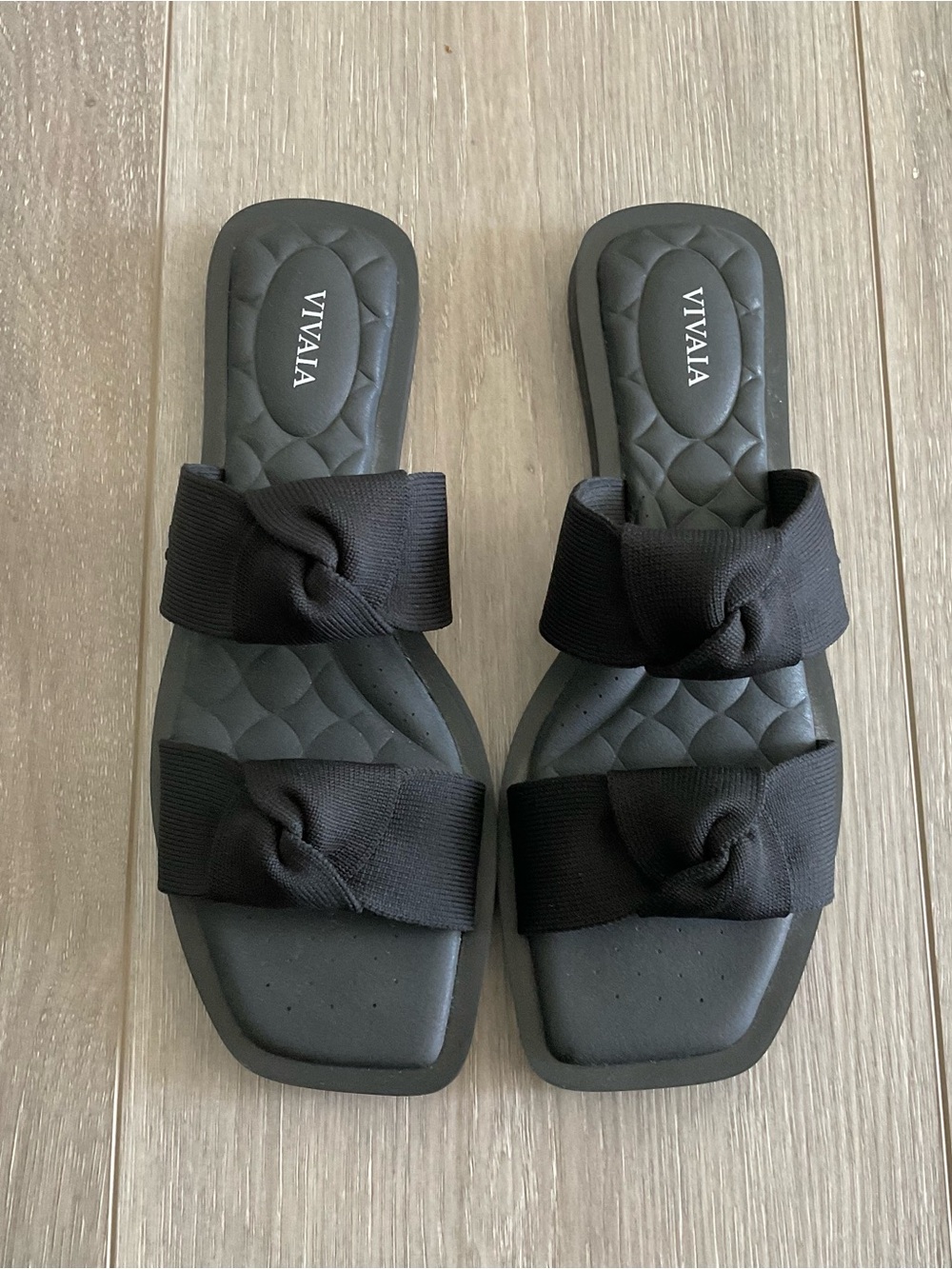 VIVAIA Maisa Black Flat Sandals Size EU 39 US 8